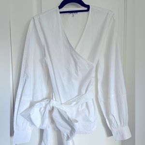 Ganni Cotton Poplin Wrap Top